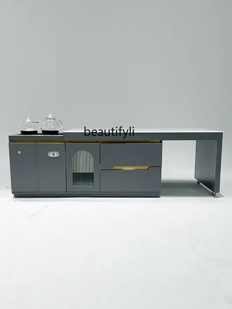 

Marble Retractable Tea Table Multifunctional Intelligent Lifting Tea Making Table Living Room Kung Fu Tea