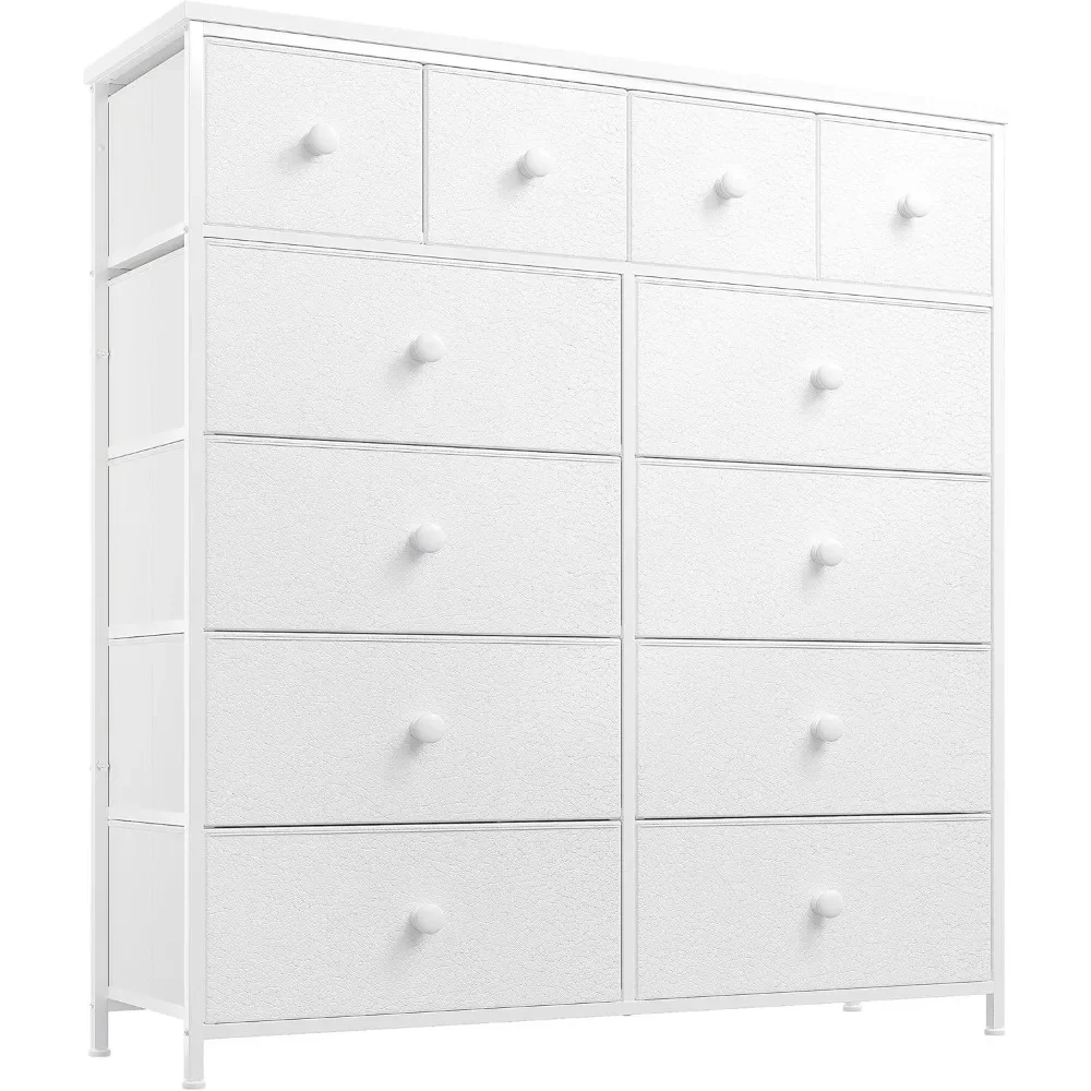 

Dresser,White Dresser for Bedroom with 12 Drawers,Tall Dressers for Bedroom,White Fabric Dressers & Chest of Drawers Bedroom