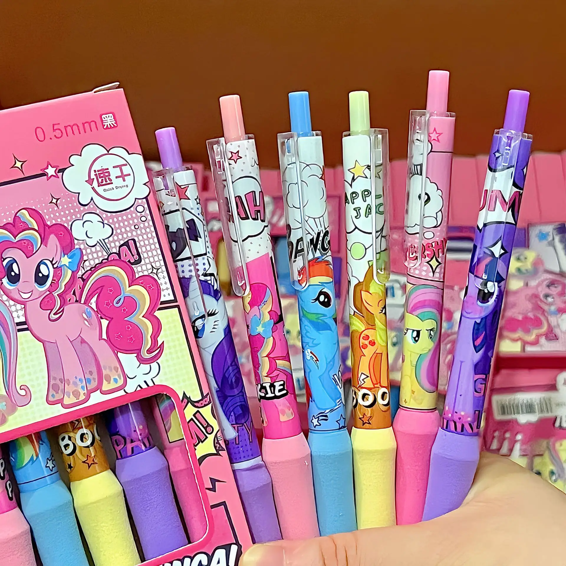 6Pcs Anime My Little Pony Gel Pen Kawaii Sponge Cover Press Pen Cute The Ballpoint Pen Cartoon Stationery Office Supplies Gift