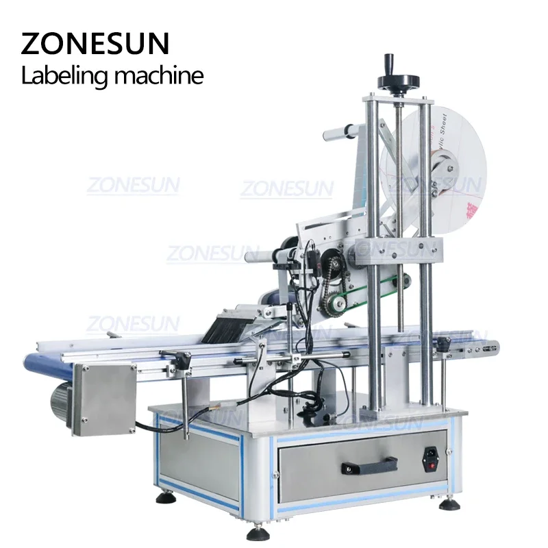 Zonesun Desktop Automatische Plastic Bag Pouch Envelop Cosmetische Box Platte Labeling Machine Label Plakken Machine
