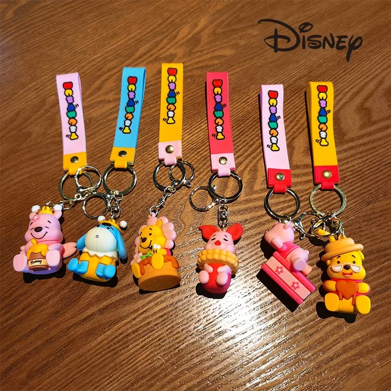 Disney Winnie The Pooh Keychain Cartoon Action Anime Eeyore Tigger Piglet Kawaii Car Backpack Pendant Ornament Childrens Gifts