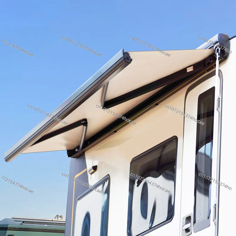 12V Motorized RV Retractable Awning, Aluminum Waterproof Outdoor Camper Trailer Vehicle Sun Canopy