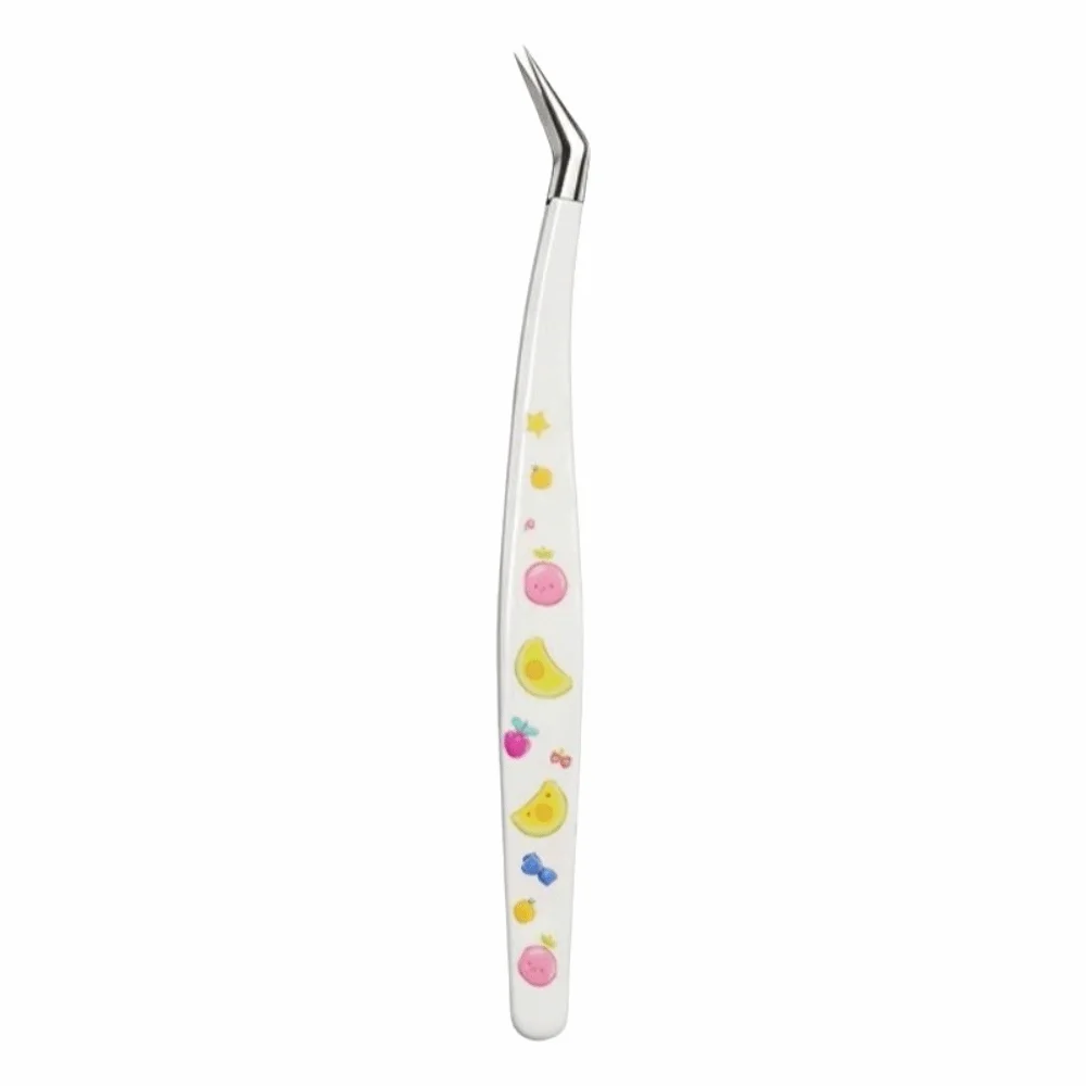Stainless Steel Sticker Tweezers Heat Treated Anti Slip Craft Tweezers Cute Pattern Curved Tip Curved Tip Tweezers DIY Crafts