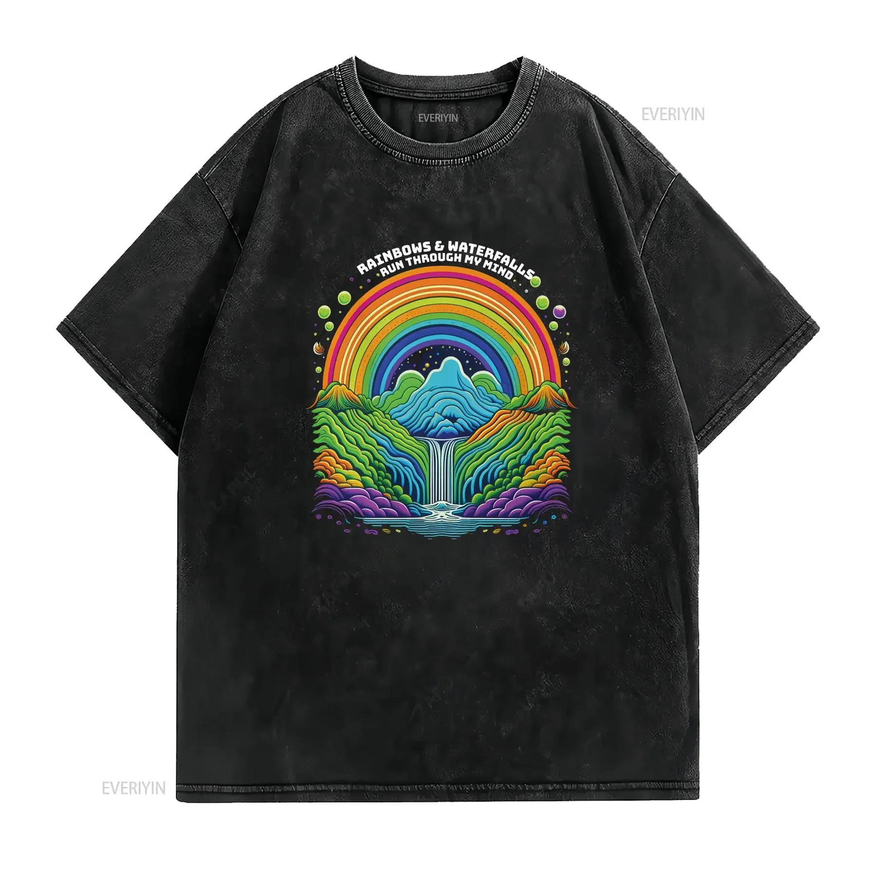 Rainbows and Waterfall Concert T Shirt Pretty Lights Oversized Festival Merch Hot Like Sauce vintage Washed Breathable