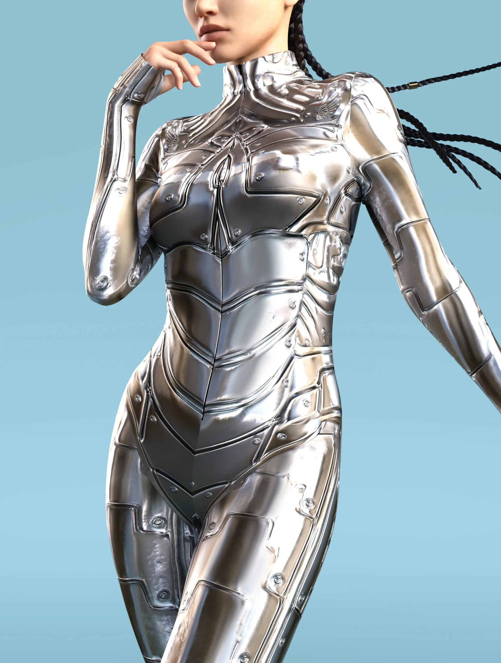 Futuristische Technologie Punk-Roboter Damen-Jumpsuits Kleidung Bunter Texturdruck Zentai-Bodysuit Cosplay-Kostüm Halloween-Outfit – Detail 12