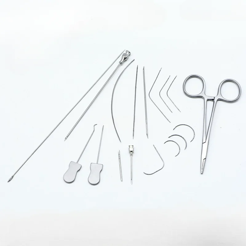 Plastic Surgery Face Lifting Thread Surgical Instruments Sharp Needle Face Lifting For Facial Fascia Lifting 17 sets Tool