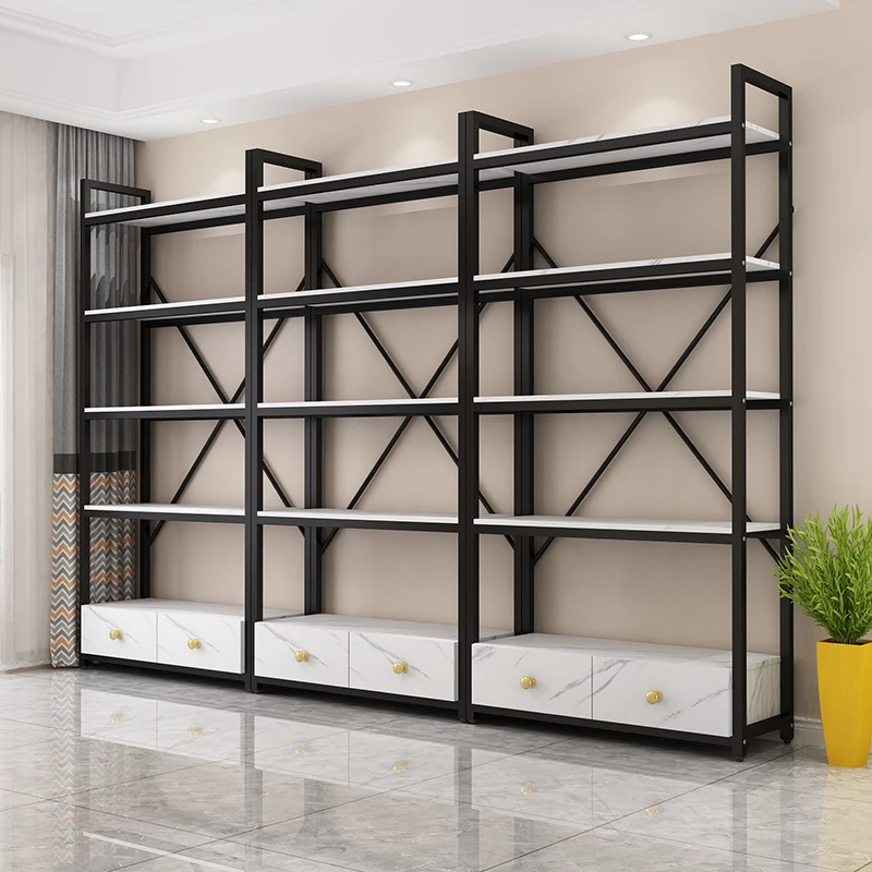 Rak Buku Rak Lantai Rak Penyimpanan Emas Mewah Ringan Nordik