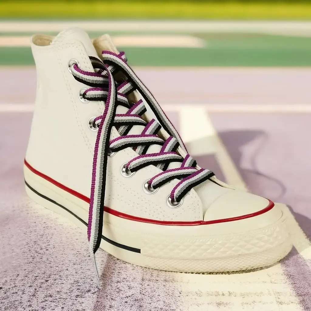 Tali sepatu pelangi panjang tali sepatu pelangi LGBTQ biseksual Lesbian Gay Non-biner tali sepatu warna-warni Asexual