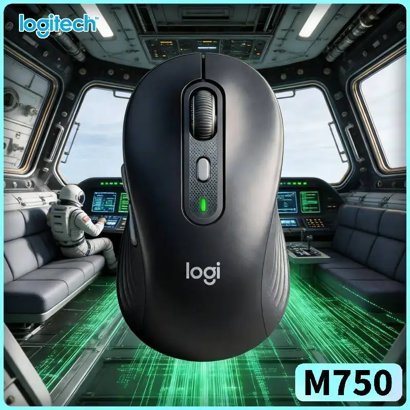 Ergonomic M750 Silent Mouse - Soft Rubber Side Grips, Bluetooth/2.4G Modes, 24-Month Battery, Office Work Essential