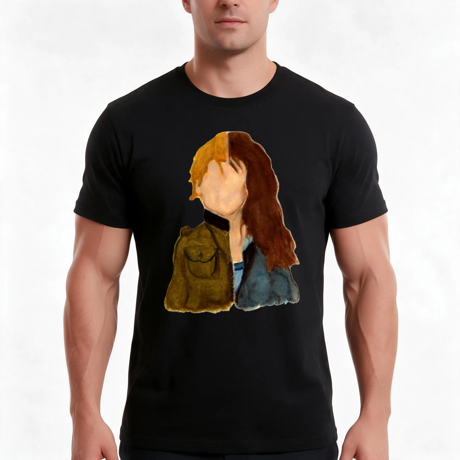 Carter/Helen-Watercolor T-Shirt, Summer Casual Cotton Tee, Oversized Streetwear Tops, Vintage Graphic Print, Unisex Men Women
