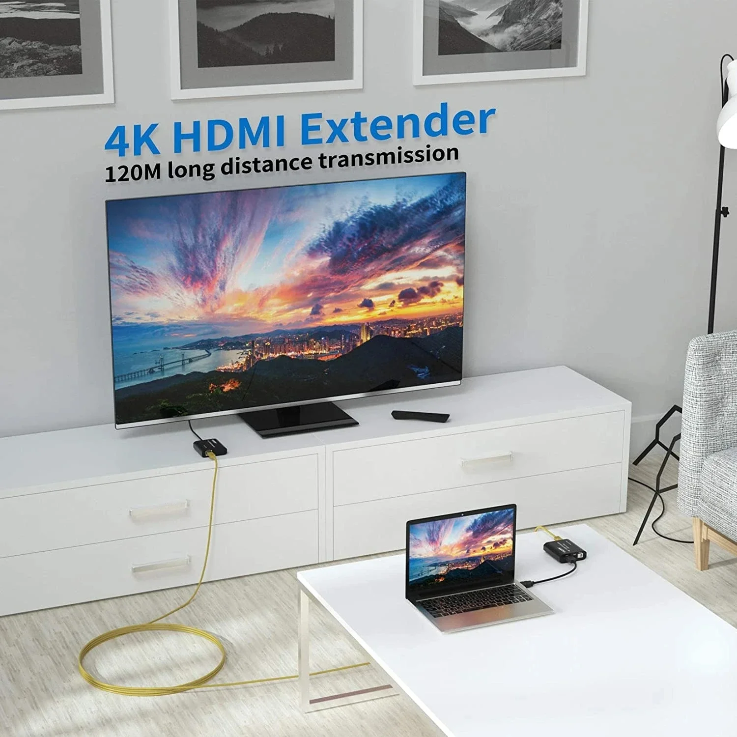 Ps5用の音声付きhdmiエクステンダービデオ、4k、120m over rj45 cat5e/6 vs 1080p 60m、hdmi to ebender、rj45、pc、ラップトップ、テレビ