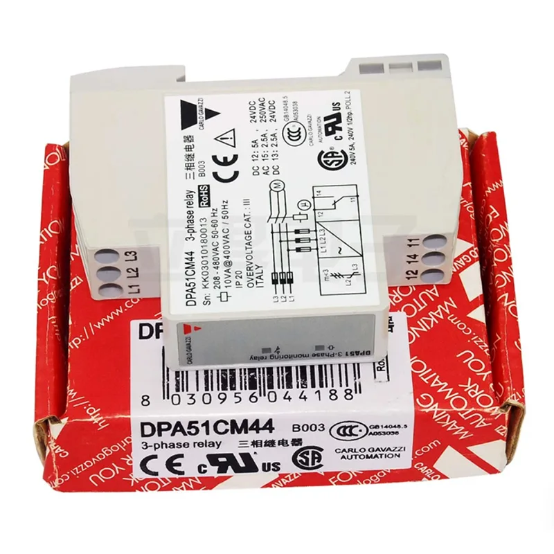 1pcs CARLO GAVAZZI DPA51CM44 Phase Sequence Relay Three-phase Power Protector Elevator Air Conditioner Phase Loss and Balance