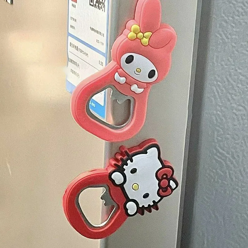 Miniso Sanrio My Melody Hello Kittys Bottle Opener Kawaii Beer Lid Opener Cute Cartoon Refrigerator Magnet Decor Toys Girl Gifts