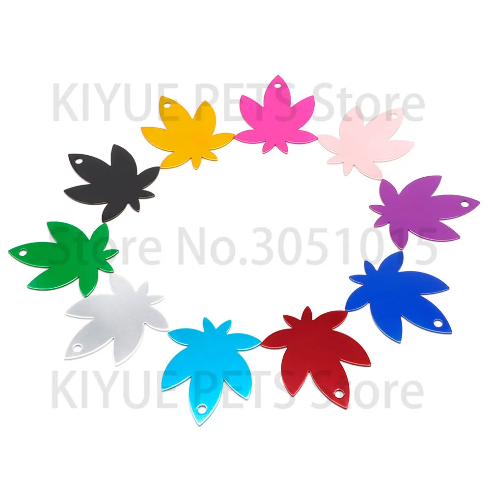 wholesale 20Pcs Maple Leaf Pendant pet tag ID Tags Badge ID Lanyard Name Keychain Personalized Key ID Dog ID Tags  Accessories