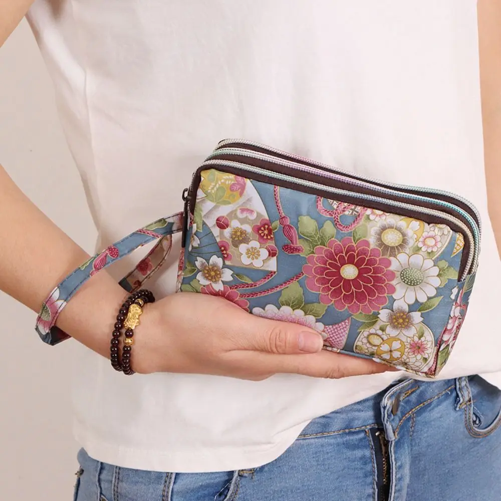 Dompet motif bunga kasual dompet ponsel kain tas Makeup dompet koin bunga tas tangan tas kosmetik dompet kanvas perempuan