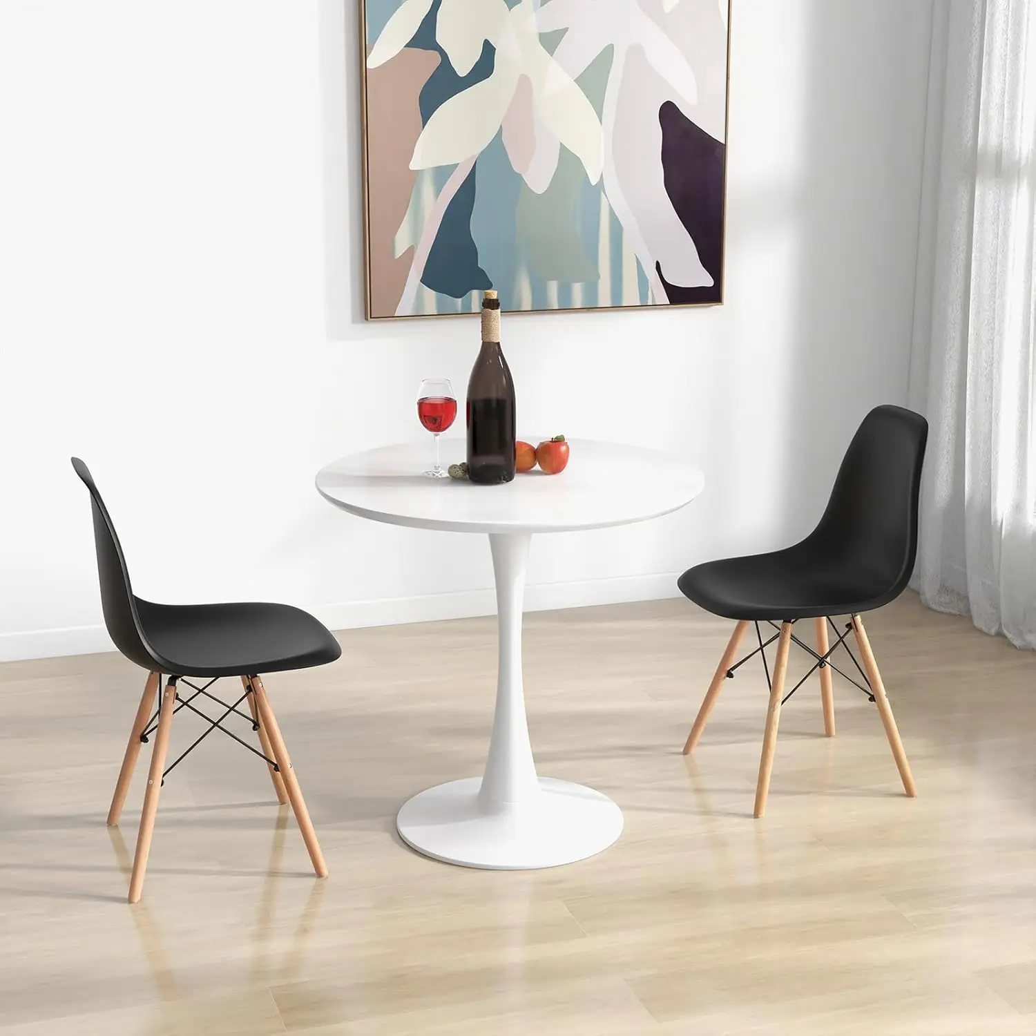 Conjunto de mesa de jantar de 3 peças para 2 cadeiras de mesa de cozinha com mesa redonda de 32", cadeiras de jantar, conjunto de mesa de jantar para pequenos