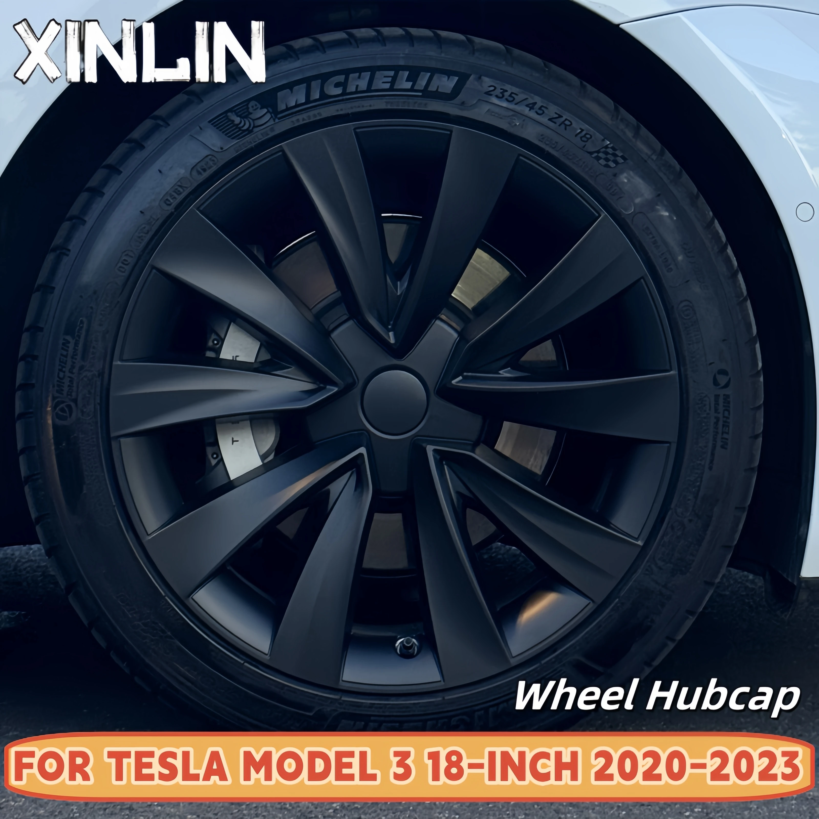 

4PCS HubCap Car Replacement Performance Wheel Cover Cap Automobile Full Rim Cover Kits Part for Tesla Model 3 18 Inch 2018-2023