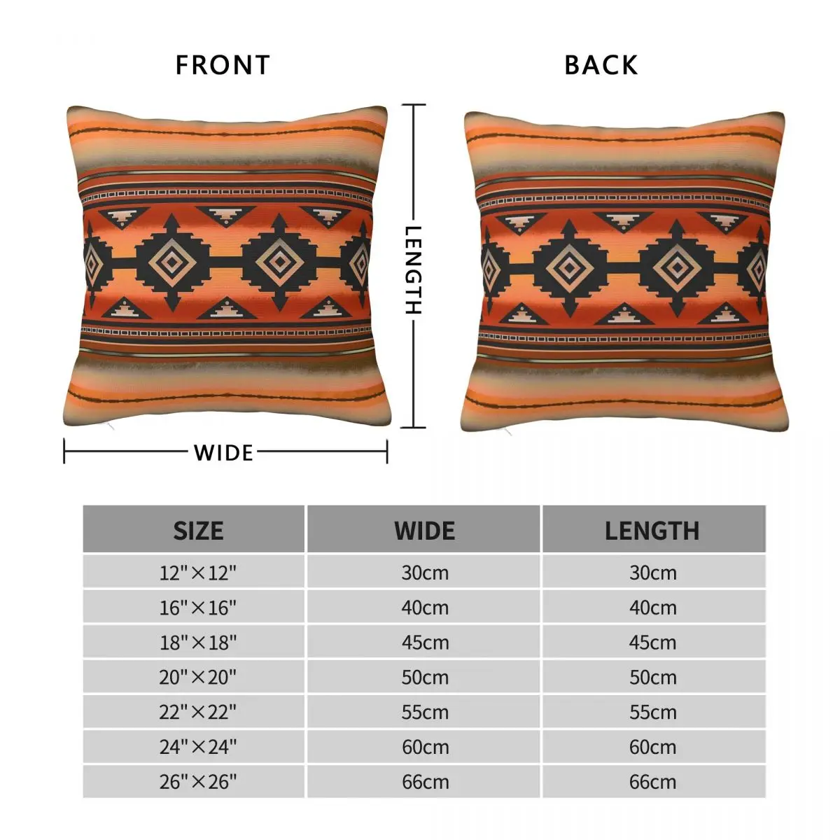Canyon Navajo Rust Square Pillowcase Polyester Linen Velvet Printed Zip Decor Home Cushion Cover 18