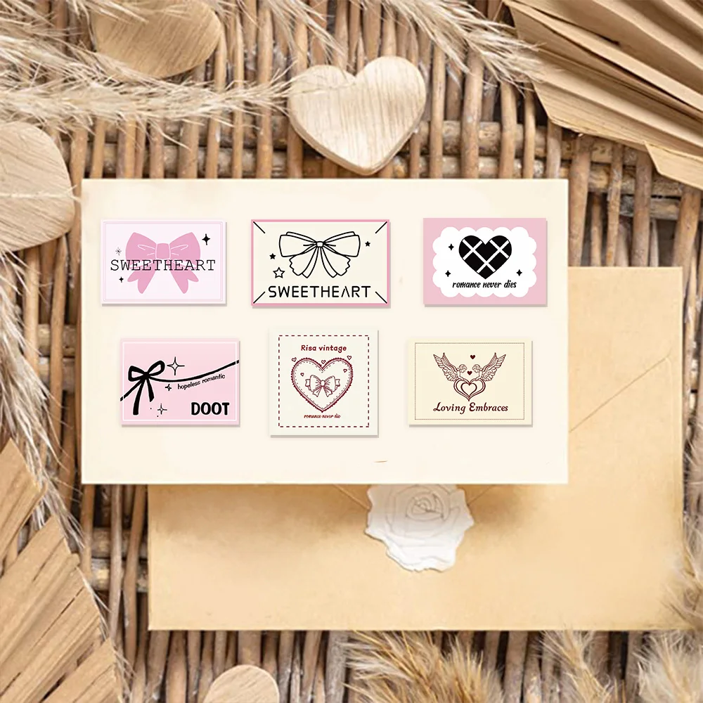 50PCS Pink Fun Bow Graffiti Sticker Handbag Decoration Luggage Notebook Helmet Waterproof Sticker