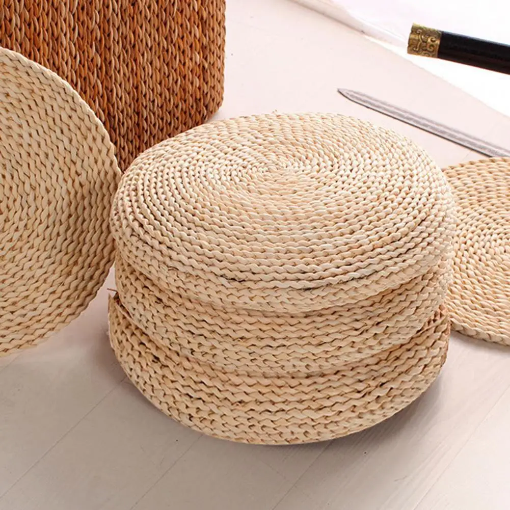 Great  Seat Cushion Thickened Round Straw Weave Handmade Pillow Comfortable Flexible Tatami Cushion for Home