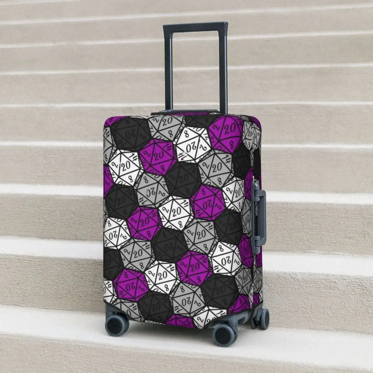 Asexual Pride Dice Suitcase Cover Abstract Geometric Cruise Trip Vacation Strectch Luggage Case Protector Christmas Gift