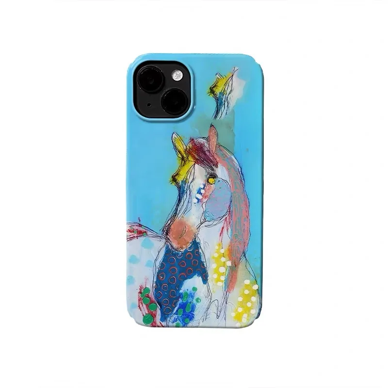 

Blue Watercolor Dreamy Horse Phone Case for IPHONE 17 Air 16E 15 PROMAX 14 Plus 13 12 MINI 11 PRO 16Plus XR Acrylic Phone Cover