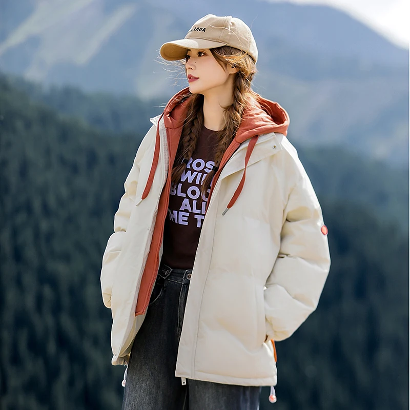 2024 Streetwear Women Pink Parkas Winter Warn Casual Loose Womens Jacket Down Coats Oversized Women\'s Soft Cotton Puffer Jackets