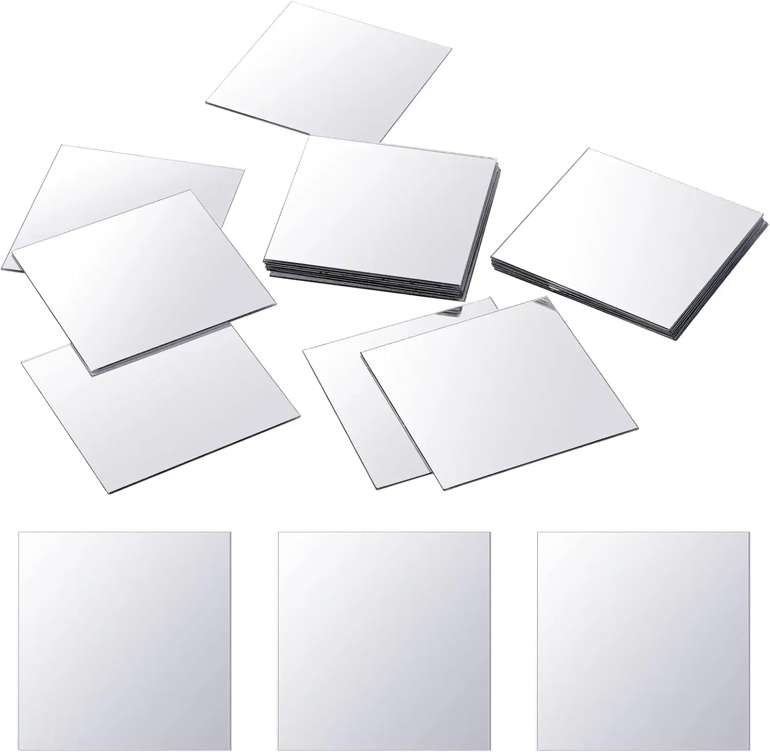 25 PCS Mini Square Mirrors, Acrylic Mirror Wall Stickers Adhesive Small Square Mirrors Tiles Shatter Proof Mirror for DIY Projec