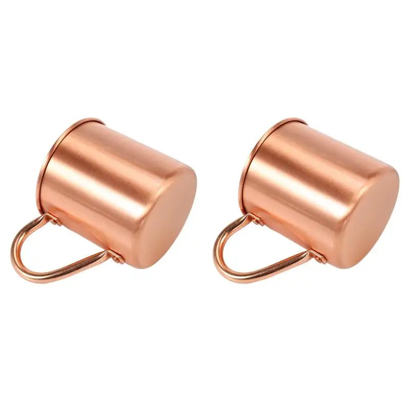 2PackX(Pure Copper Mug Solid Smooth Without Inside Liner For Cocktail Coffee Beer Milk Water Cup Home Bar Drinkware Cool)