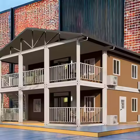 40ft Two-Story Container House Double Deck Prefab Fireproof Steel Triangle Roof Terrace Hotel-Style Apartment for Resort Villa