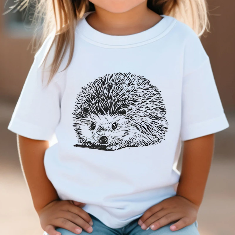 Street Hedgehog T-Shirts Kids Harajuku Funny Animal Y2K Tops Boy Girl Cartoon Comic Clothing Cute Hedgehog Short Sleeve Tshirt