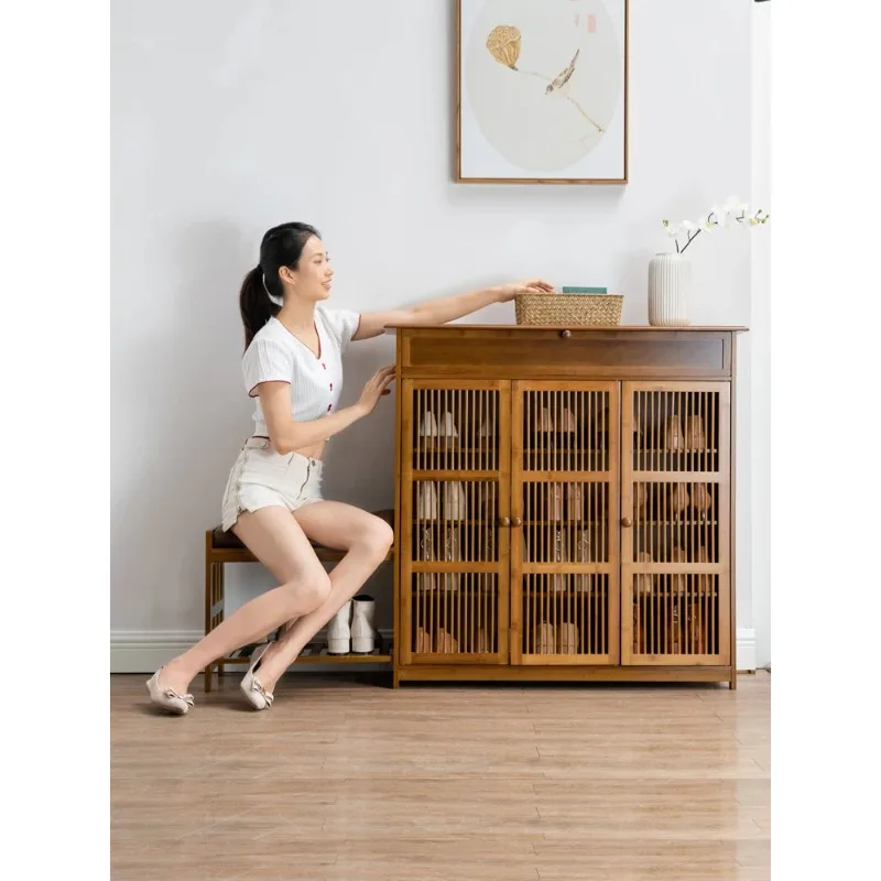 Household Bamboo Shoe Cabinet Indoor Hallway Shoe Rack Large Capacity Corridor Multi-layer Shoe Organizers Home Furniture