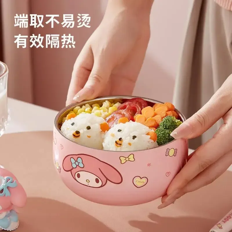 

MINISO Hello Kitty Cinnamoroll Anime Kawaii Rice Bowl Cute Cartoon My Melodychildren Home Tableware Students Gifts for Kids