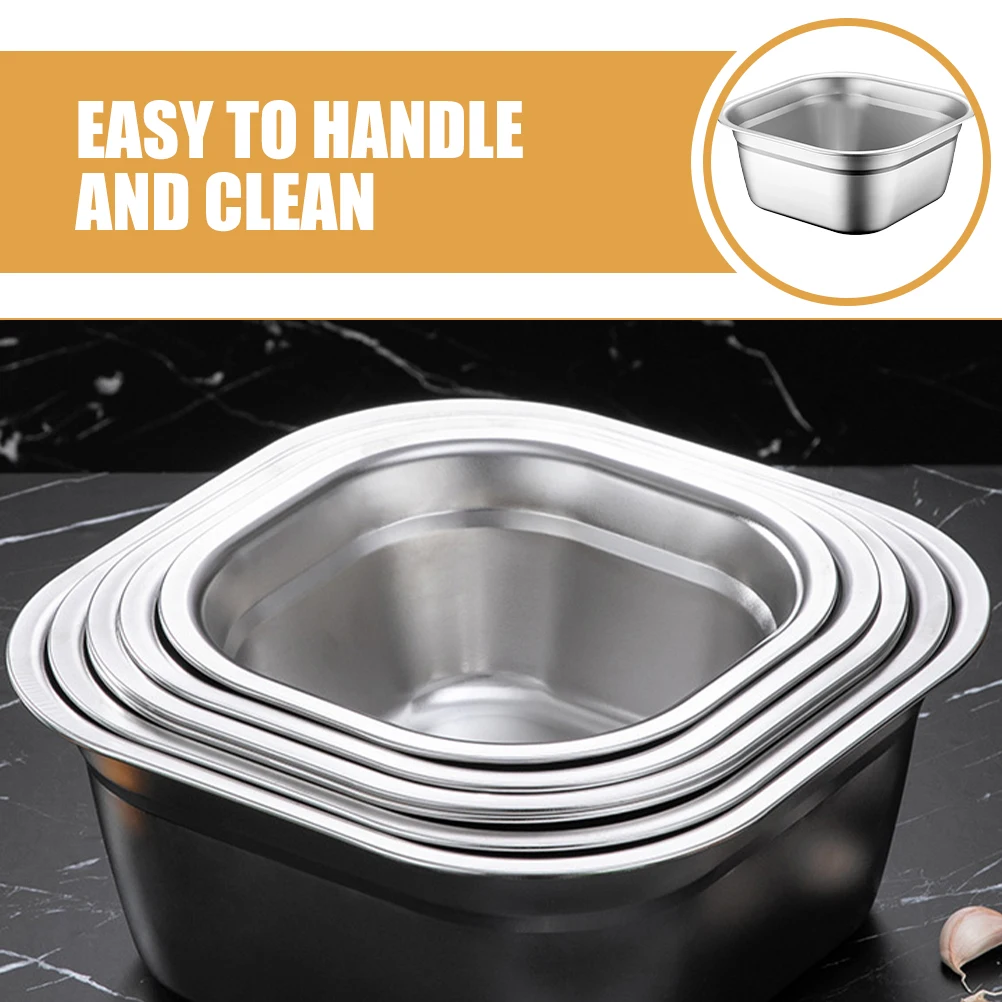 Lavabo cuadrado multifuncional de acero inoxidable 304, gran capacidad, fondo plano, cocina, mezcla de sopa de frutas y verduras