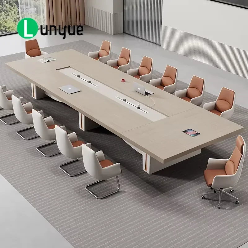 Modern Wooden Conference Table and Chair Set for Office Meeting Room Business Negotiation Durable Furniture