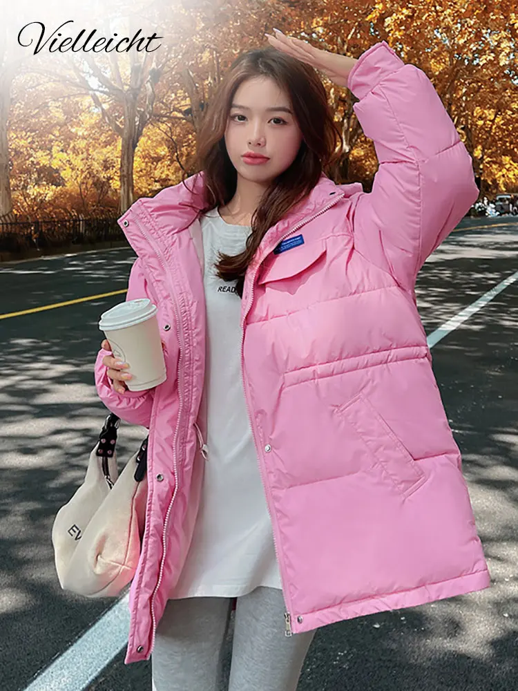 Vielleicht 2022ฤดูหนาวใหม่ลงฝ้ายแจ็คเก็ตผู้หญิงเสื้อผ้าสั้น Parkas Slim Hooded ฤดูหนาวเสื้อสีฟ้าหญิงเสื้อกันหนาว