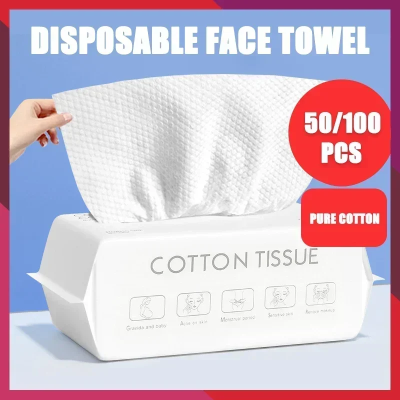 50/100 Count Ultra-Soft, Gentle, and Effective Facial Cleansing Wipes Dual-Use Extractable Dry and Wet, Alcohol-Free Unscented