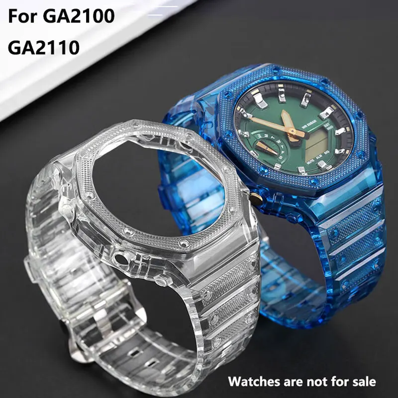 For Casio Farmhouse Oak GA2100 GA2110 GA-B2100 Series Modified Silicone Transparent Watch Strap Case Set