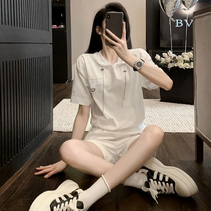 

Women's Petite Summer 2026 New Arrival Casual Fashion Loose Slimming High Waist Shorts Sports Suit Set