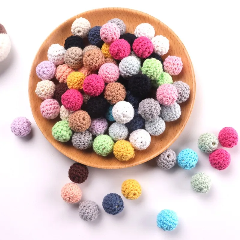 20Pcs/Lot 16mm Balls Crochet Round Wooden Beads Handmade Balls DIY Nursing For Making Jewelry Bracelet Accessories