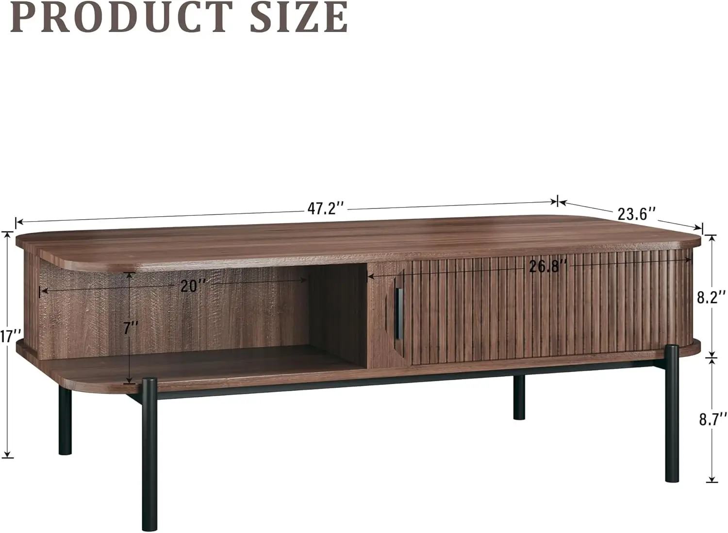 طاولة شاي، طاولة قهوة حديثة في غرفة المعيشة في منتصف القرن الثاني والعشرين، طاولة قهوة مع رف تخزين، مع أخاديد #2