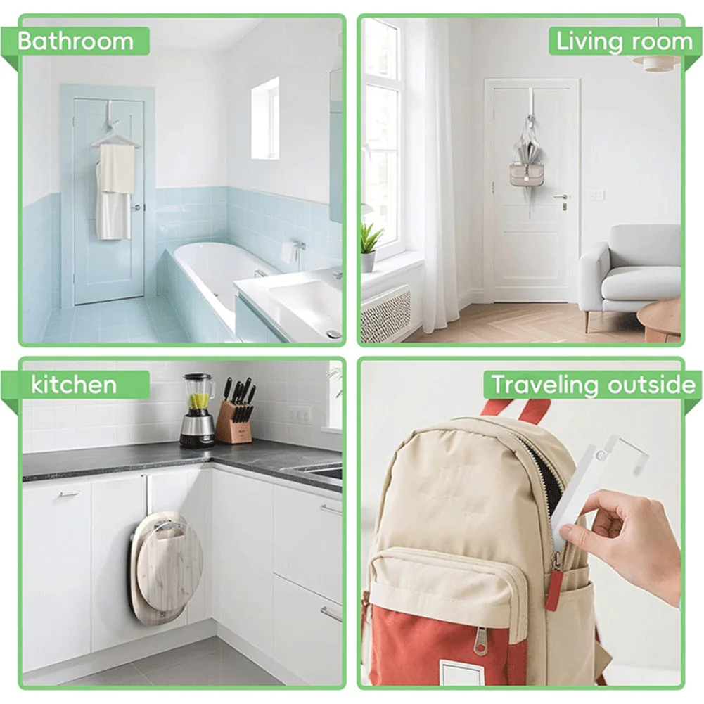 Foldable Over Door Hanger for Clothes Towels Bags with Extendable Rod and Anti-Slip Hooks for Compact Living Spaces