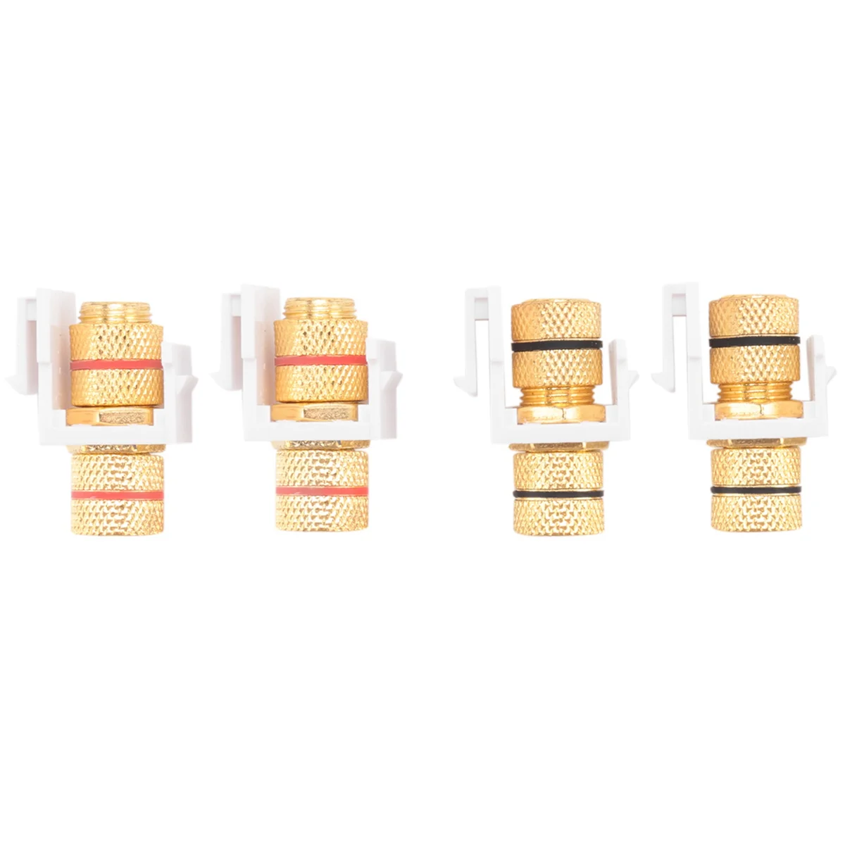 GZMO Banana Jack Binding Post Keystone Jack Insert with Black & Red Rings, Screw Type Audio Speaker Keystone, 2 Pairs/4 Pack