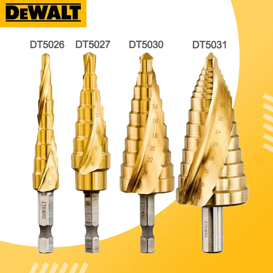 DEWALT DT5026 DT5027 DT5030 DT5031 Impact Step Bit 1/4 Hex Shank Titanium Coated Wood Metal Hole Cutter Core Drill Bit