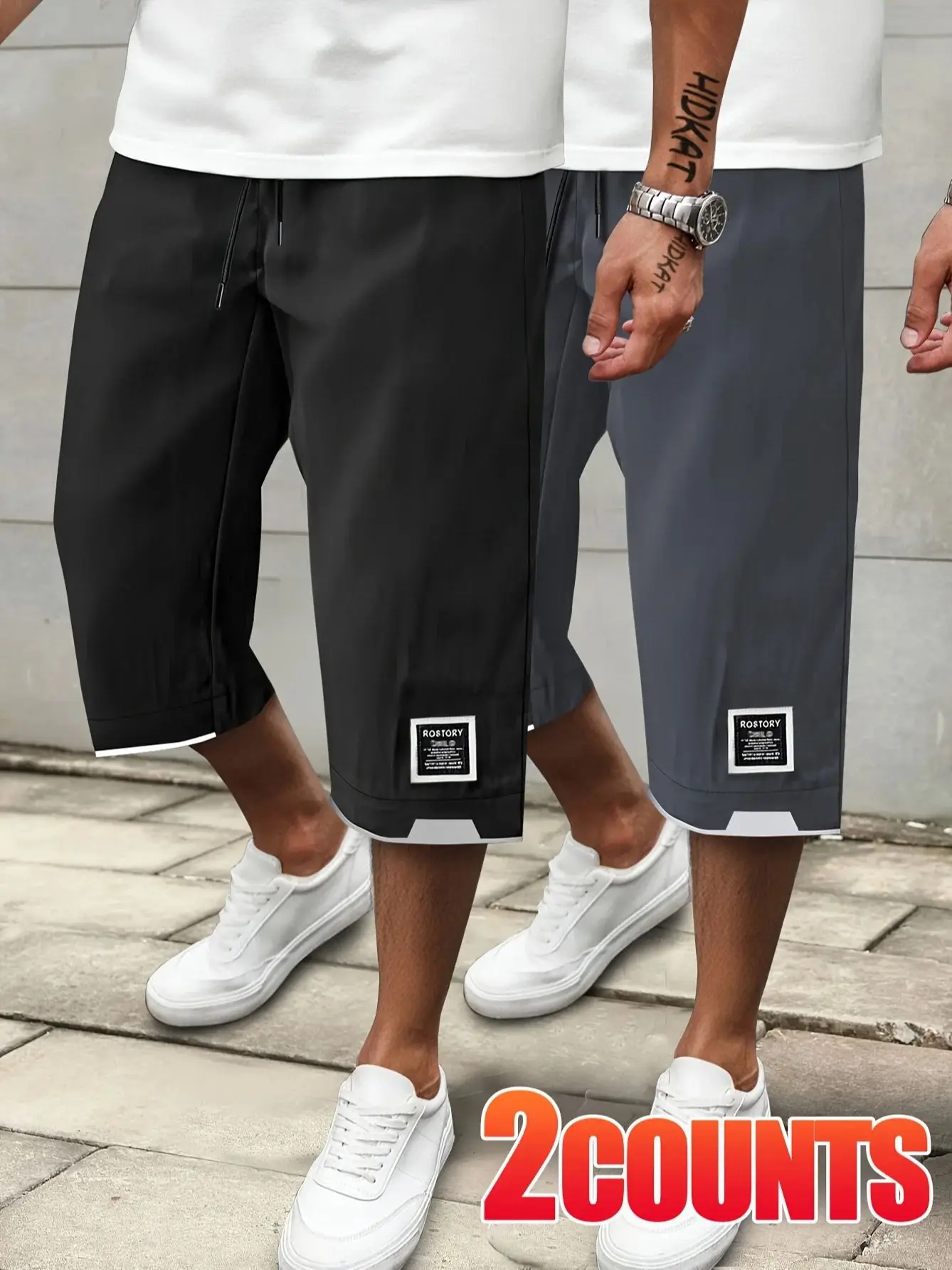 

2 Pieces Men's Casual Lace-up Shorts Summer Outdoor and Work Dual-purpose With Pocket Mens Solid color Man Basketball Boys Sport