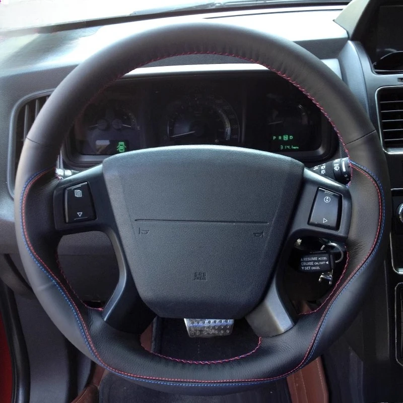 

Для Dodge Caliber Avenger Journey, прошитый вручную черный нескользящий чехол из натуральной кожи на руль автомобиля, автозапчасти