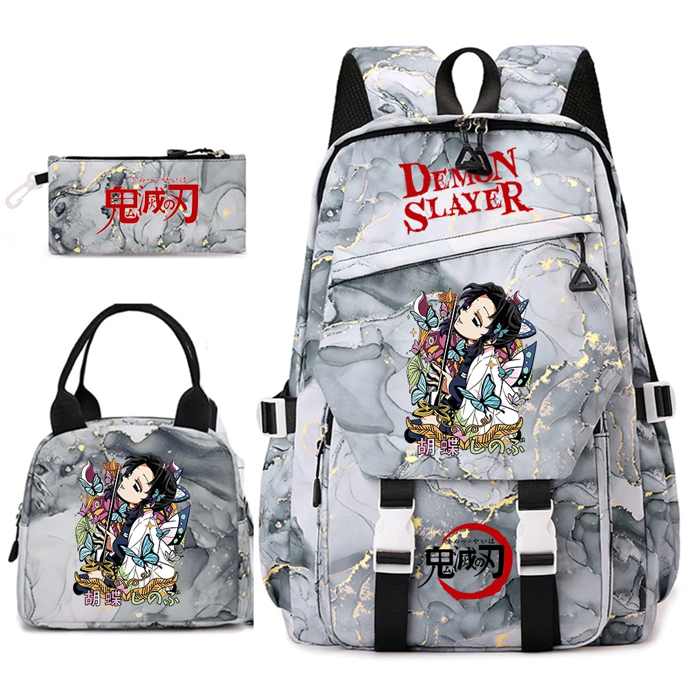 Demon Slayer Anime Backpack Set for Girls Demon Slayer 3Pcs School Bag Lunch Kit Pouch - view 5