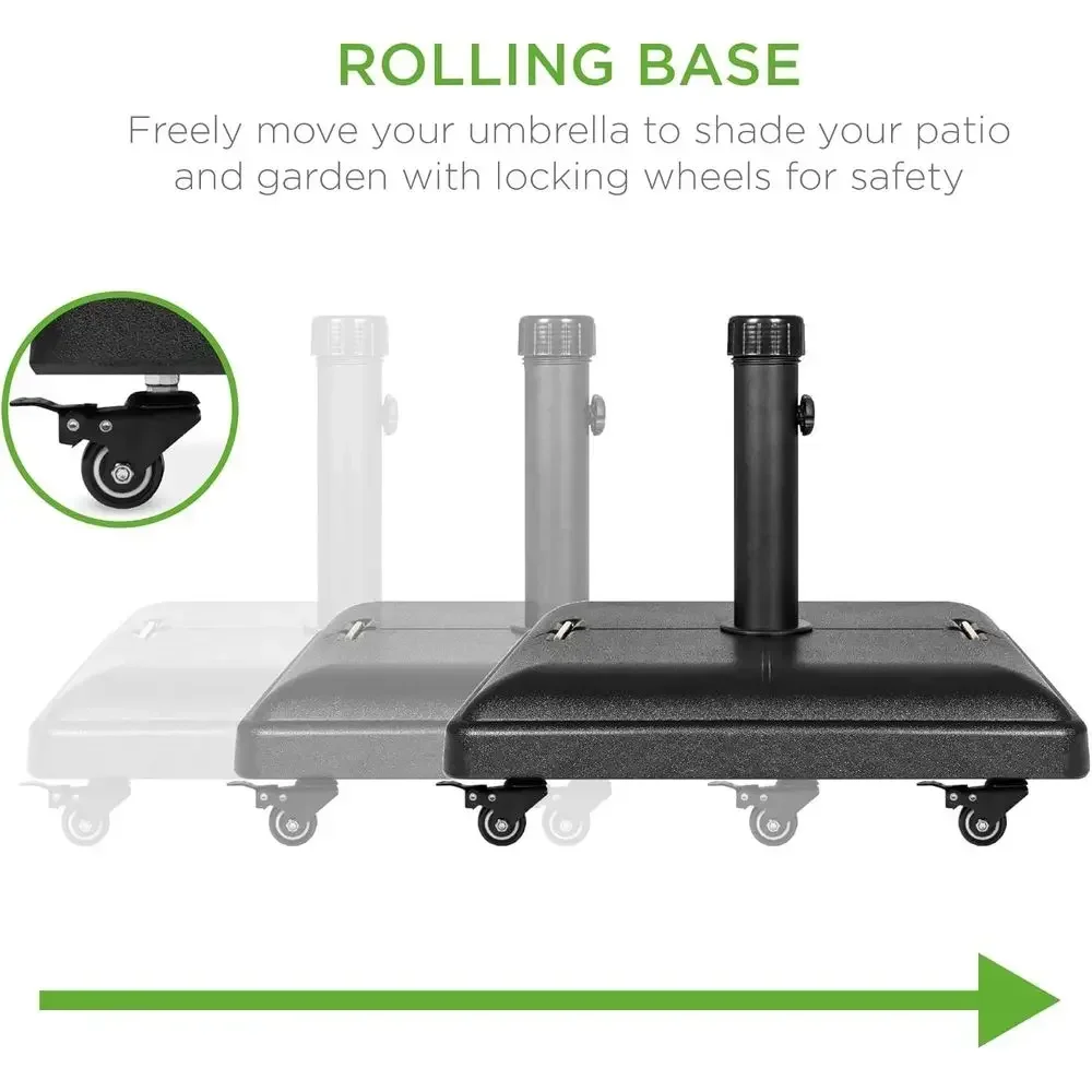 81-Pound Durable Square Concrete Patio Umbrella Base with Locking Wheels and Handles