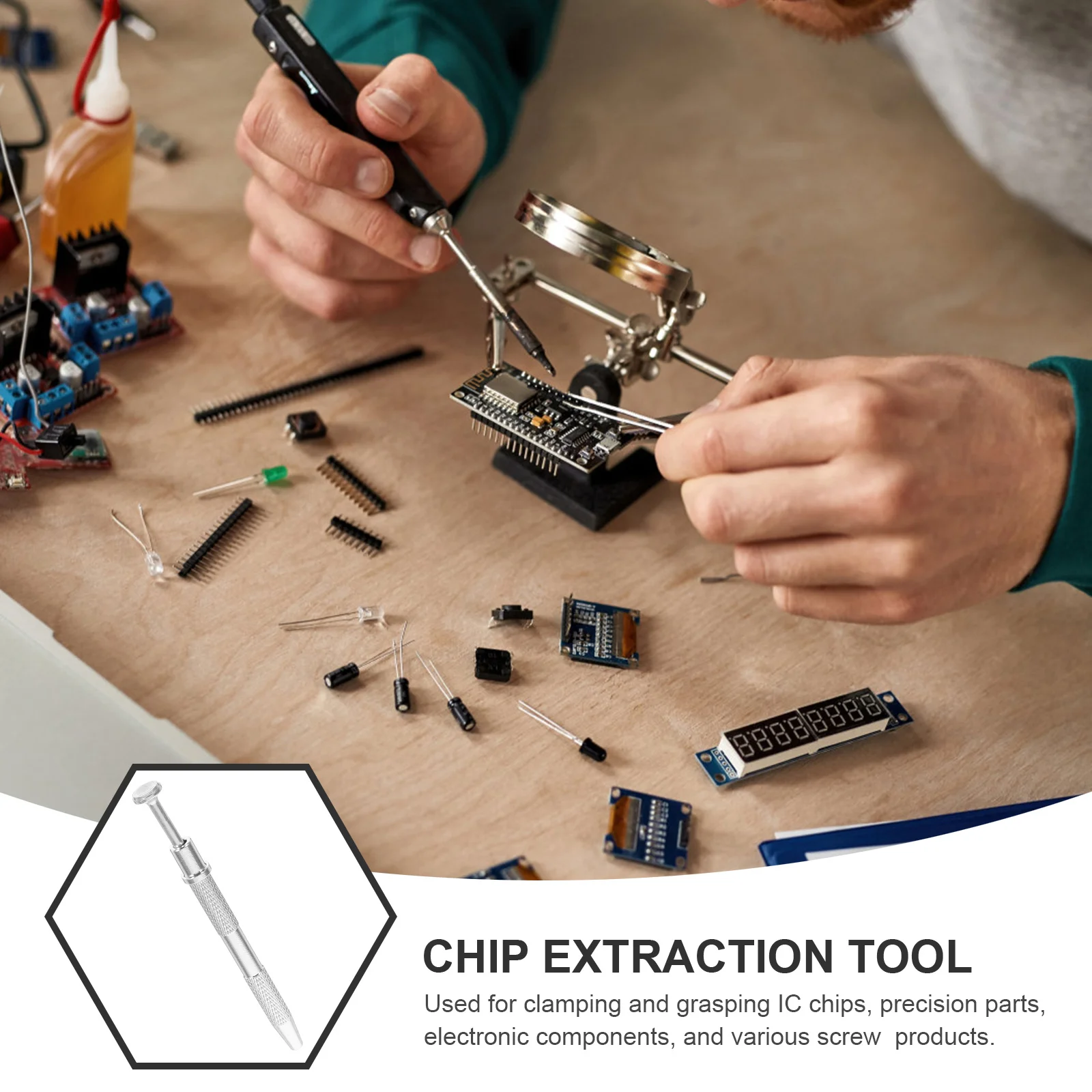 Chip Puller IC Extractor Tool Grabbers Claw Pickup Tools Extraction Pickles for Small Parts