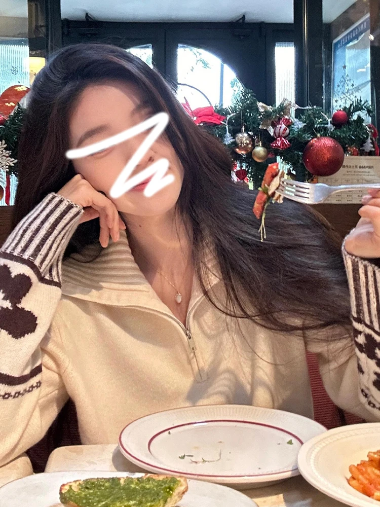 

Loose Lazy Sle Knitted Cardigan Sweater Women's Early Spring New Faion Fce Lapel Zipper Floral Embroidery Outerwear